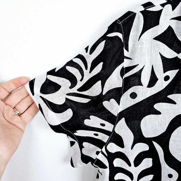 Rachel Zoe Black & White Linen Button Front Shirt NWT - Picture 6 of 7